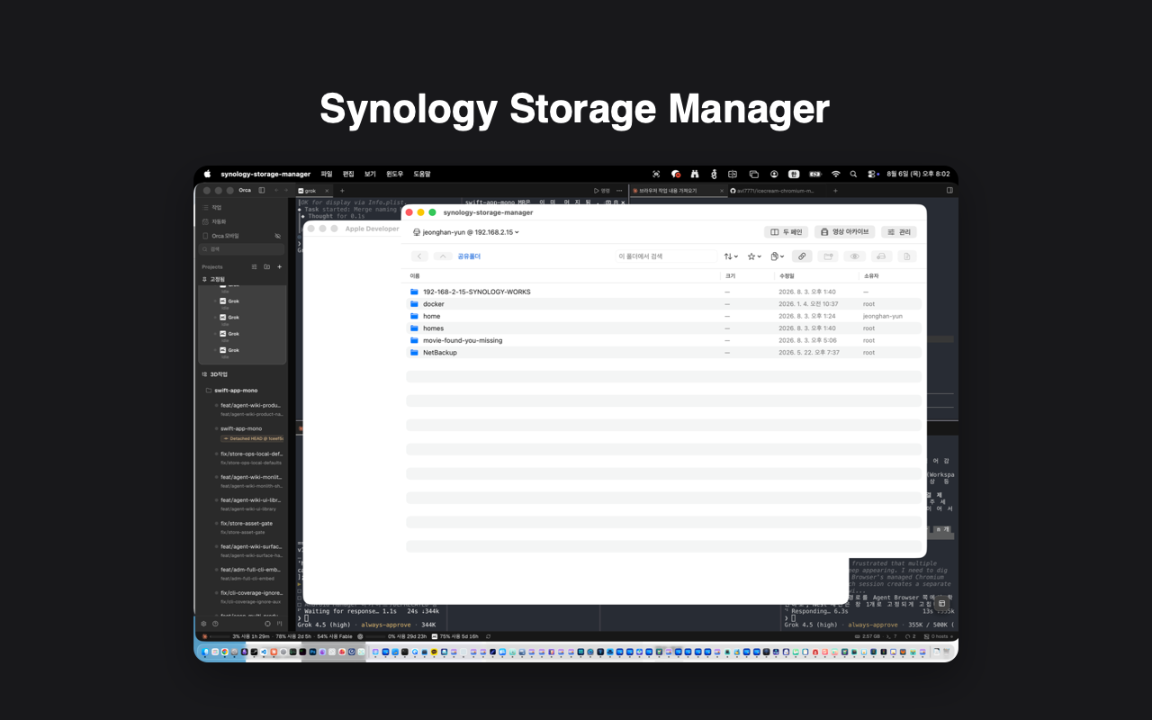 Synology Storage Manager 주요 화면