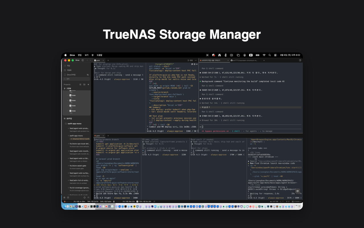 TrueNAS Storage Manager 주요 화면