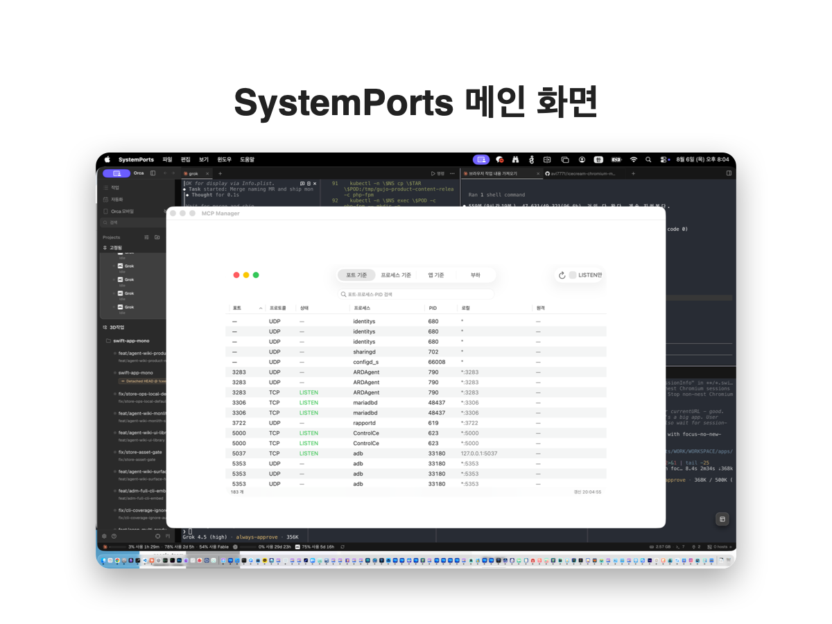 SystemPorts 메인 화면