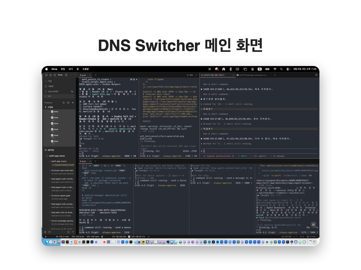 DNS Switcher 메인 화면